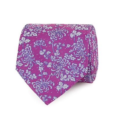 Pink flower patterned tie